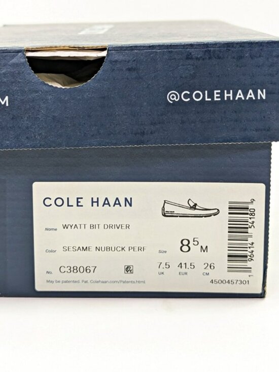 Cole Haan Men\'s Wyatt Sesame Nubuck Leather Bit Driver Size 8.5 (MSRP $180)